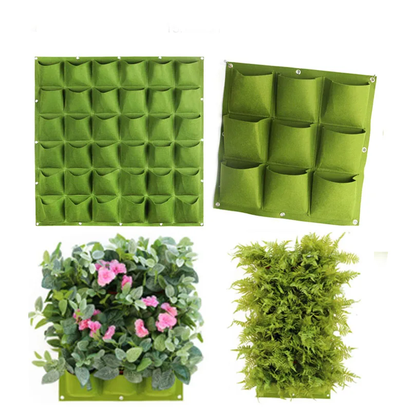 

9/12/64 Pockets Green Grow Bags Planter Vertical Garden Vegetable Living Garden Bag Wall Hanging Planter Growing Bags U27