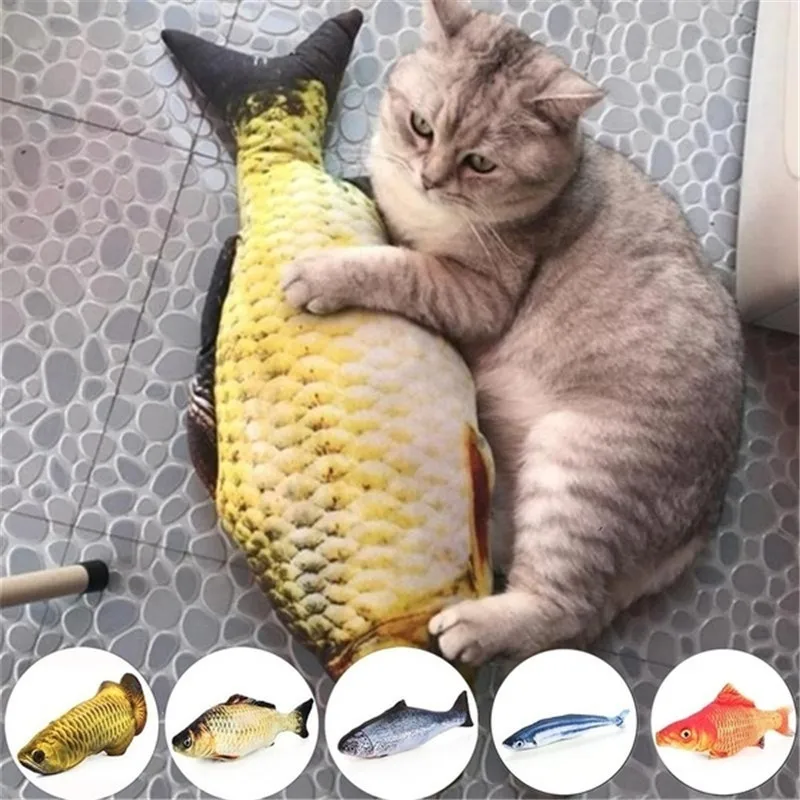 

Creative 3D Fish Shape Cat Toy Simulation Plush Fish Pet Cat Accessories Catnip Fish Pillow for Cats