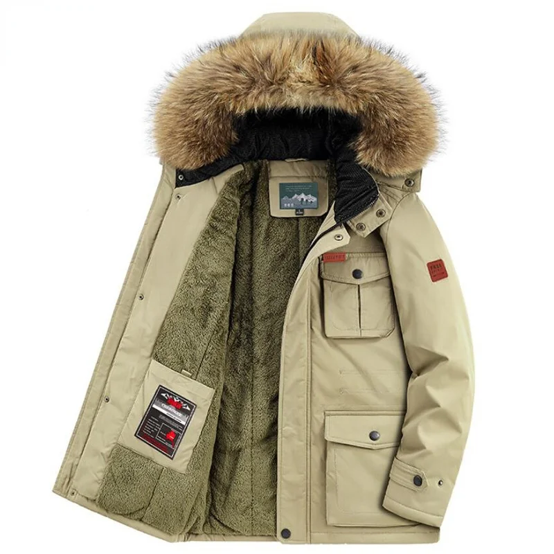 

Winter Jacket Men Warm Thick Fleece Parkas Windbreaker Military Hooded Fur Collar Overcoat Men Clothing Plus Size 6XL 7XL 8XL
