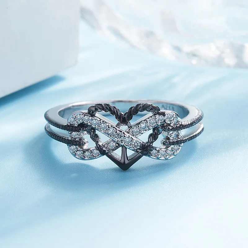 Fashion lady sterling silver natural gemstone love two-tone cross twist ring engagement wedding banquet | Украшения и аксессуары