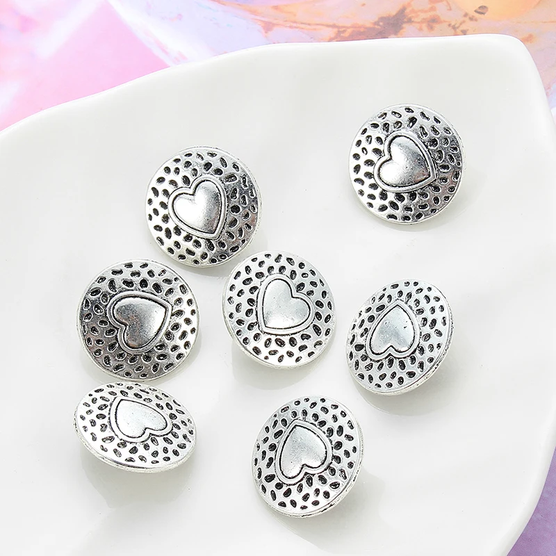 10 шт. цинковый сплав хвостовик металлические пуговицы античное серебро амулеты