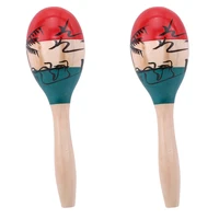 1 pc wooden maracas rumba shakers rattles sand hammer percussion instrument musical toy for kid children party games