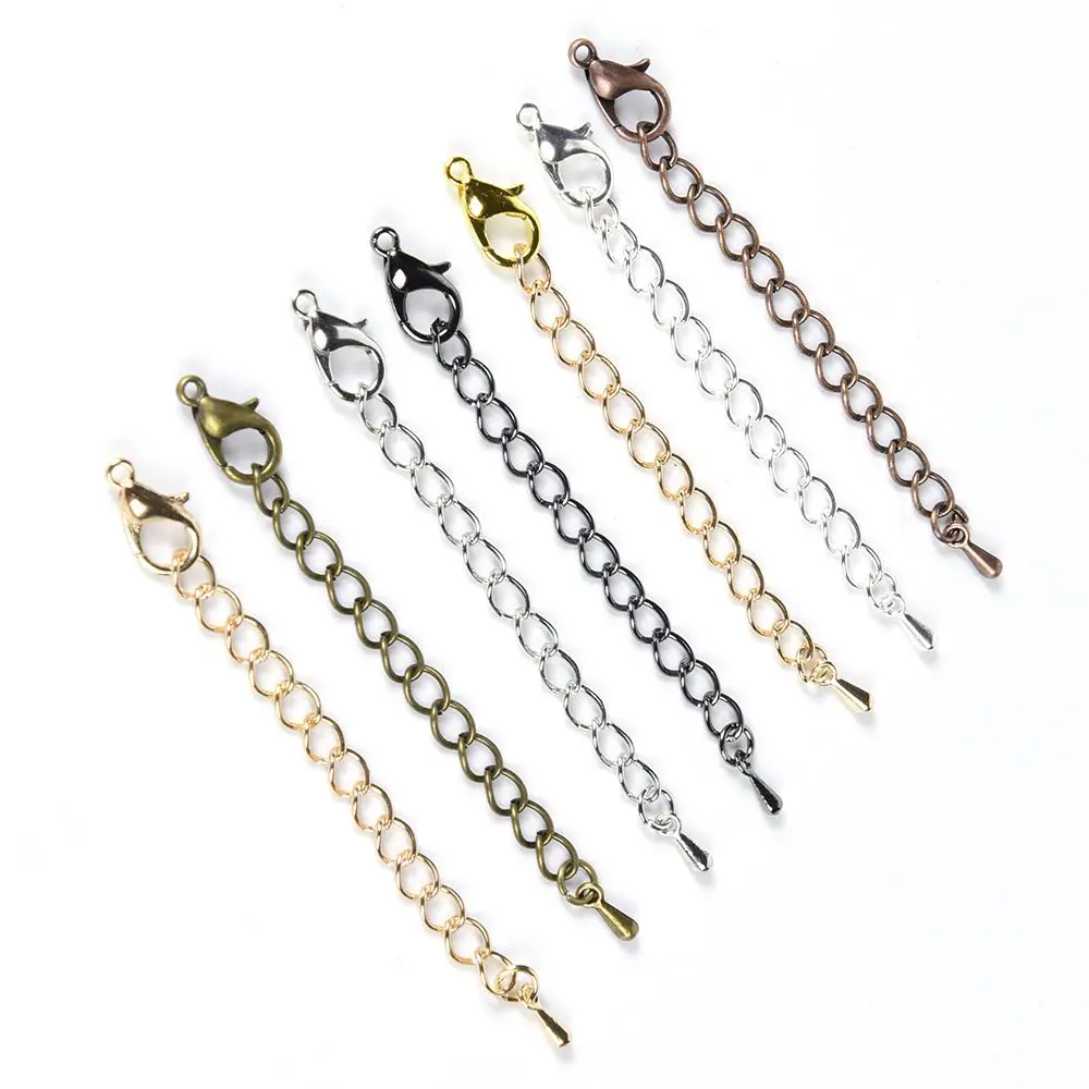 10-20Pcs Bracelet Necklace Extension Chain Water Drops Charms Tone Tail Chains With Lobster Clasps For Jewelry Making Supplies 