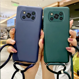 Candy Color Strap Lanyard Case On For Xiaomi Mi Poco X3 Nfc X2 F2 M2 Pro Pocophone F1 Silicone Soft  in USA (United States)