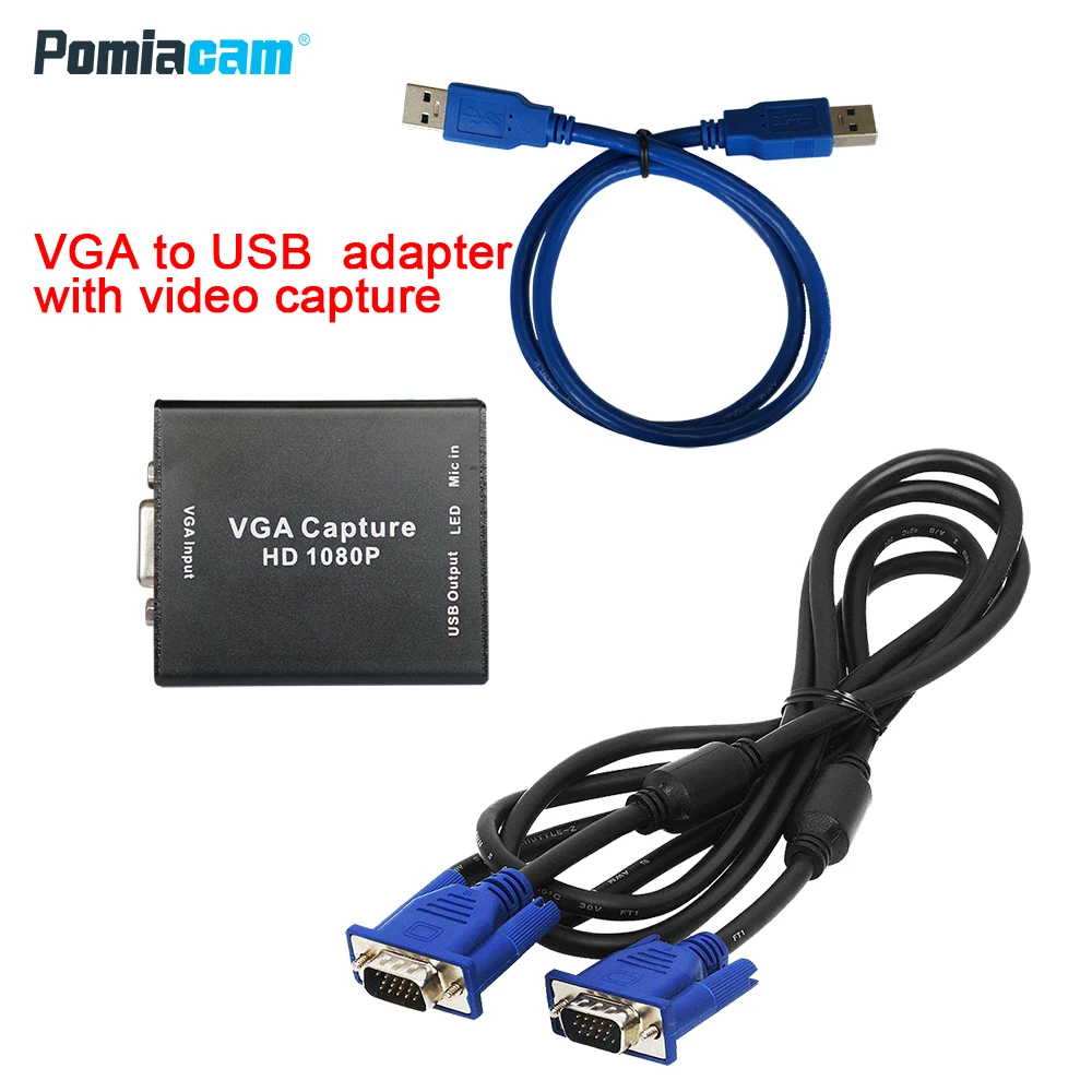 Преобразователь VGA-USB с картой захвата аудио и видео, 1080p, без привода, высокое качество изображения Преобразователь VGA-USB с картой захвата аудио и видео, 1080p, без привода, высокое качество изображения