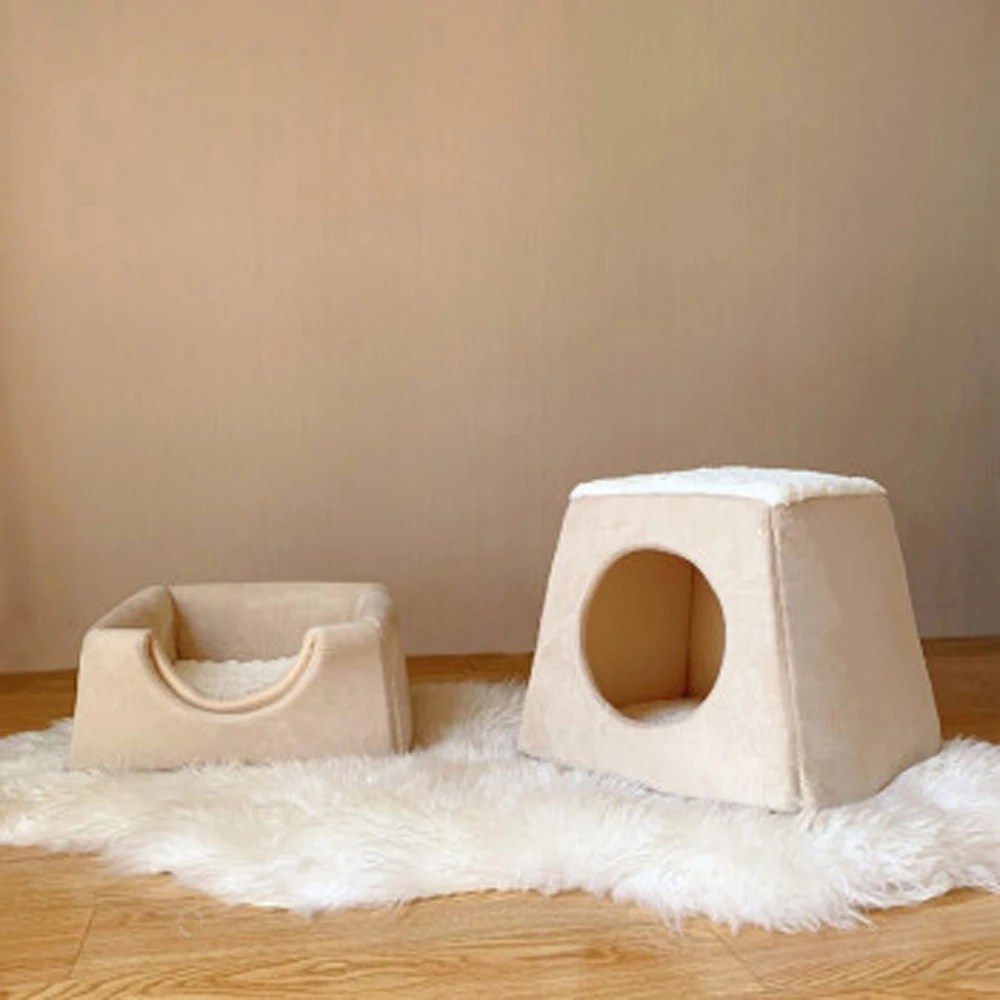 

Foldable Cat House Four Seasons Universal Winter Warm Sleep Bed Closed Kitten Soft Mat Removable Washable Folding Pet Cats Nest