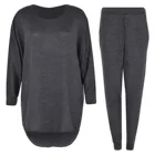 40 # Женская Повседневная эстетический Топ, штаны, комплекты Однотонная рубашка с длинными рукавами Блузка с круглым вырезом, рисунком и Пант, уличная одежда, детская одежда для дома