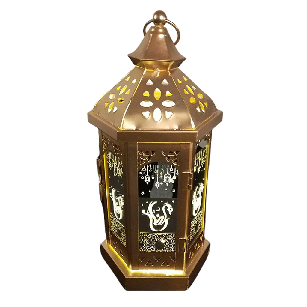 Металлический светодиодный свет Фонари ИД Мубарак Рамадан освещение Декор