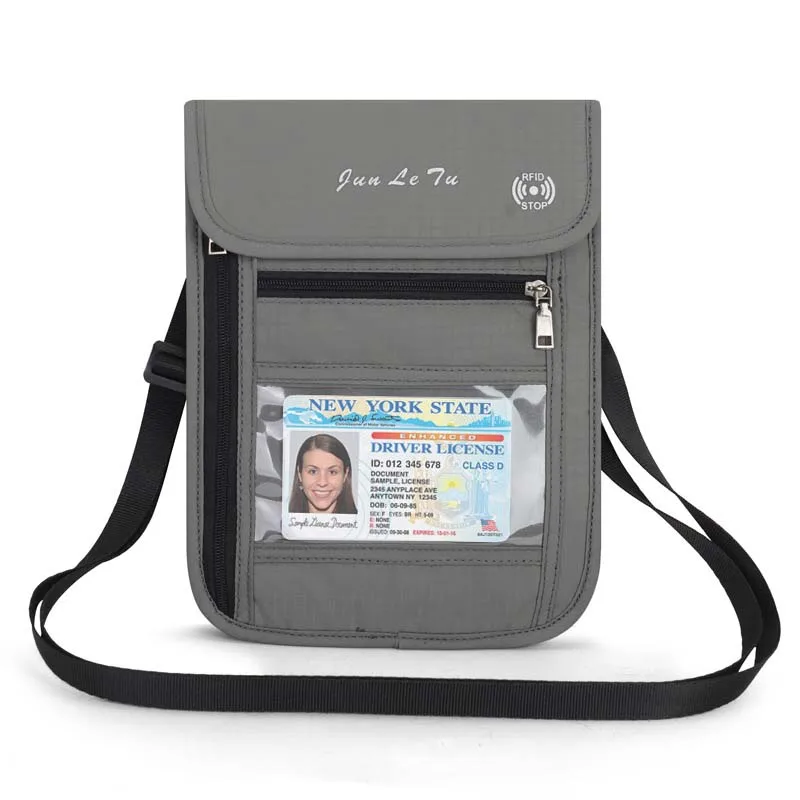 15PCS / LOT Unisex RFID Blocking Money Pouch Travel Passport ID Card Phone Holder Neck Wallet Bag passport holder