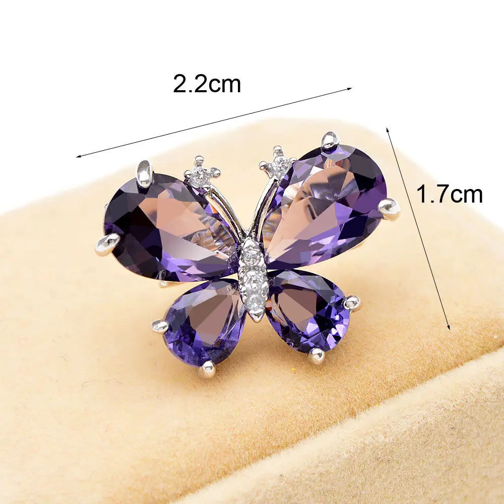 Новый Стиль Синий Циркон бриллиант бабочка булавка для воротника в форме модная
