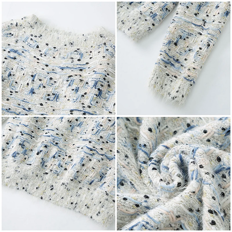

Mozision 2020 Winter New Print Knitted Sweater Women's Round Collar Long Sleeve Pullover Female Korean Style Loose Sweaters