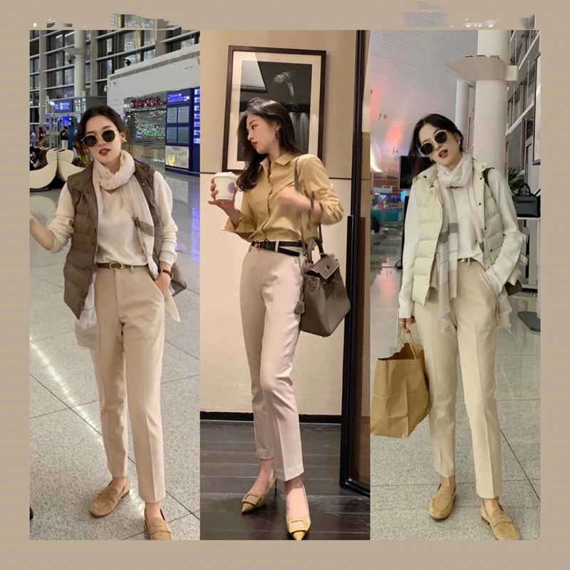 Женские офисные брюки Элегантные повседневные узкие до щиколотки женские