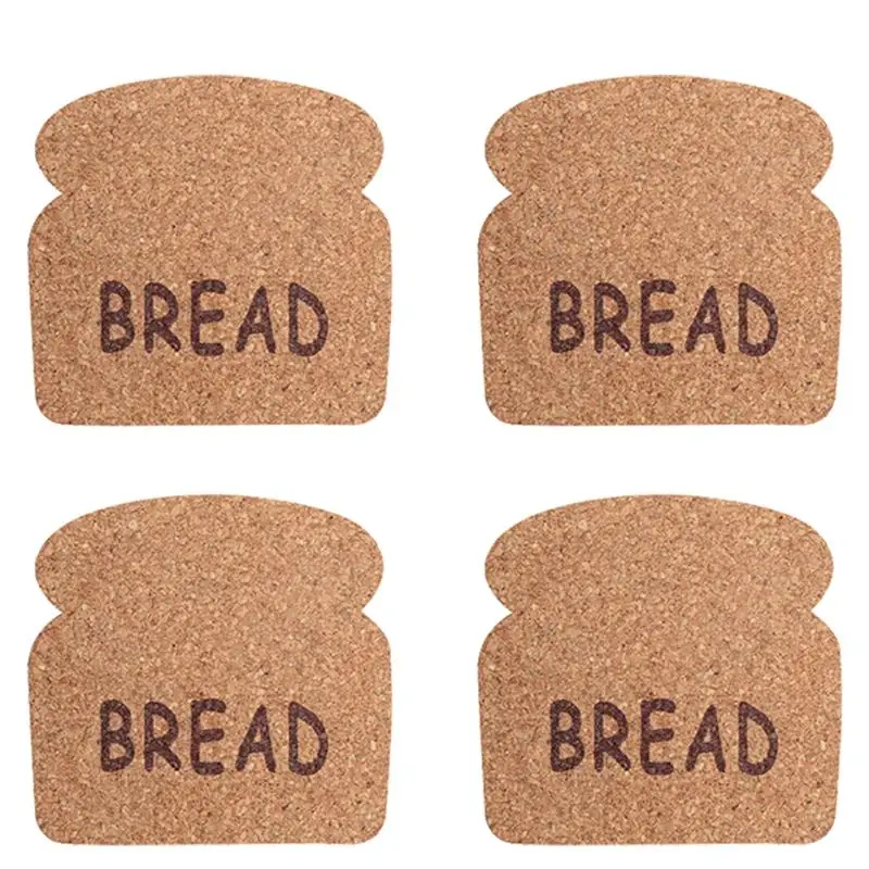 4 шт. форма хлеба пробковая чаша коврик практичный креативный для чашки