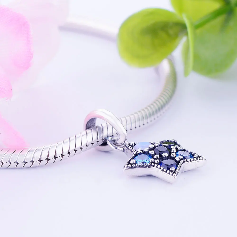Fits Original Brand Charms Bracelet DIY Jewelry Making 925 Sterling Silver Star Dangle Charm Beads With Mix CZ 2021 Berloque | Украшения и