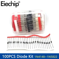 100pcs 8 value schottky diode rectifier diodes kit 1n4148 1n4007 1n5819 1n5399 1n5408 1n5822 fr107 fr207 fast switching diode