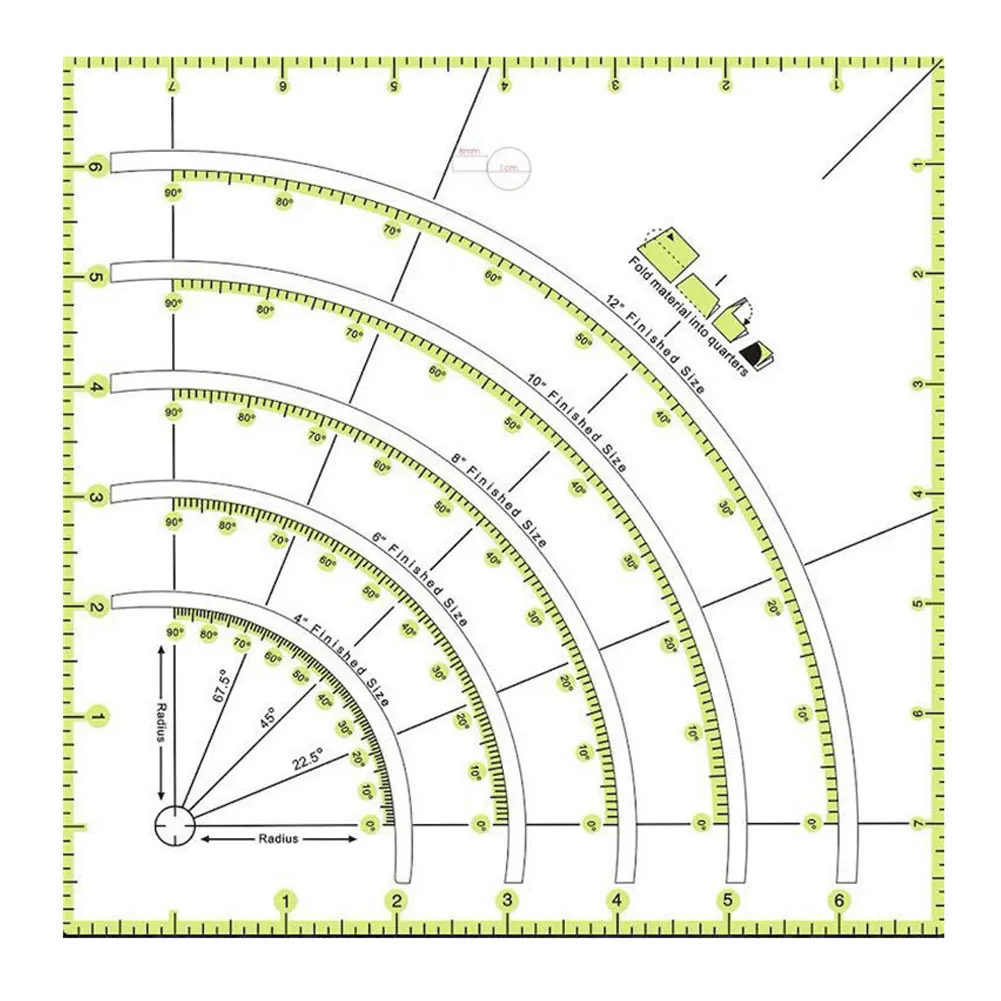 

Acrylic Quilting Ruler 8 Inch Arcs Fans Quilt Circle Ruler DIY Patchwork Sewing Craft Template Tool Sewing Cutting Ruler