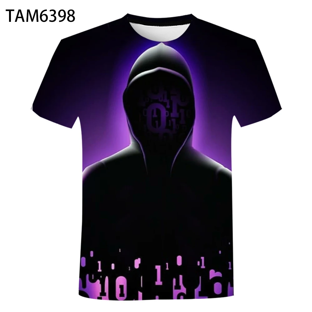 

Hacker Summer New Men's Women's Short-sleeved T-shirt Printing 3D Printing Children Casual Hip-hop Top Spring and Summer Tees