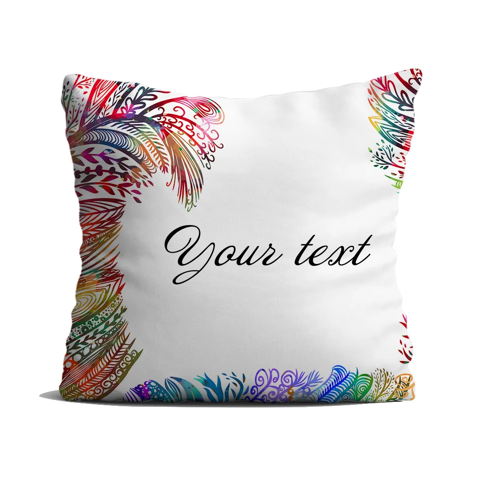 

Multicolored Pink Pillow Case Polyester Decorative Pillowcases Black Leaves Striped Geometric Pillowcase kussensloop