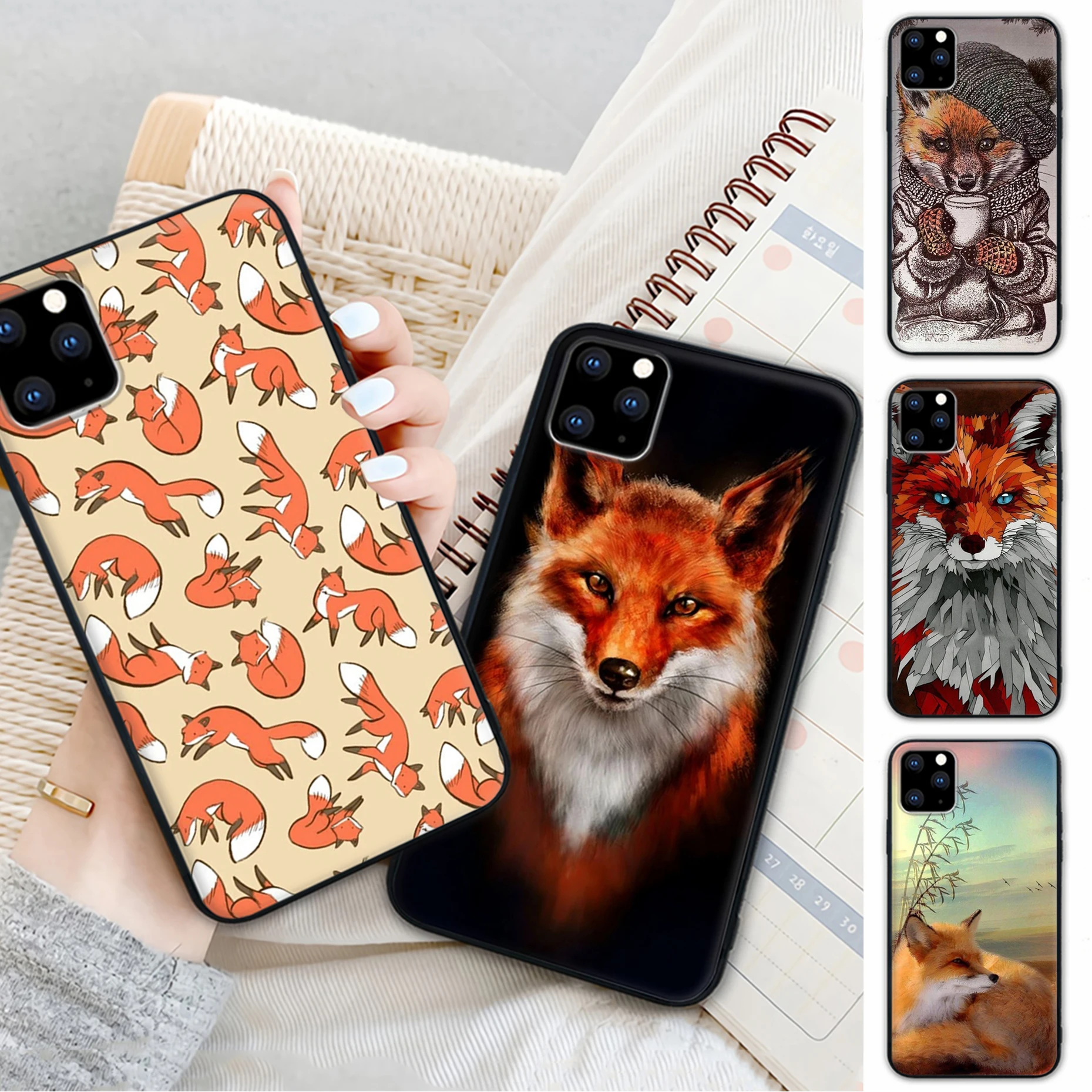 

For Women Cartoon Animal Fox Mobile Telephone Case For Huawei P40 P30 P20 Pro P 10 P9 Lite 2016 2017 P Smart 2019 2020 Cover