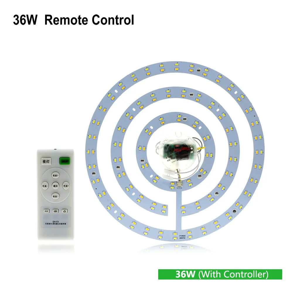 36W Remote Control Светодиодный светильник с кольцевой панелью 15 Вт, 18 Вт, 24 Вт, 36 Вт, двойной цвет, высокая яркость, круглая Замена трубок, удобная установка для потолочных светильников - Испускаемый цвет: 36W Remote Control