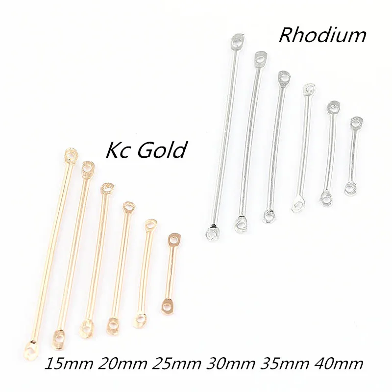 

50pcs 15mm 25mm 30mm 30mm 40mm Kc Gold/Rhodium Double Cylinder Connecting Rod Metal Earrings Pendant Jewelry Making Accessories