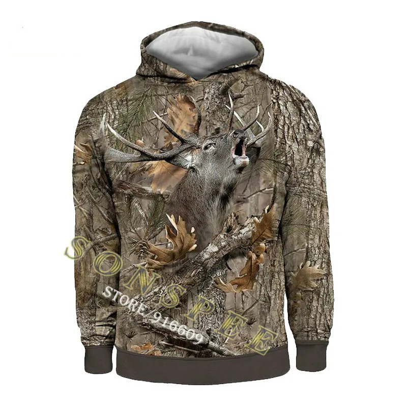 

Men Women Camouflage Hoodie Wild Deer 3D Print Long Sleeve Shirt Zipper Sweatshirt Hot Sale