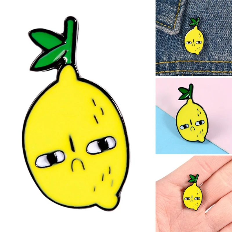 Envious лимон Эмаль Булавка милый мультфильм несчастный желтый фрукты ювелирные