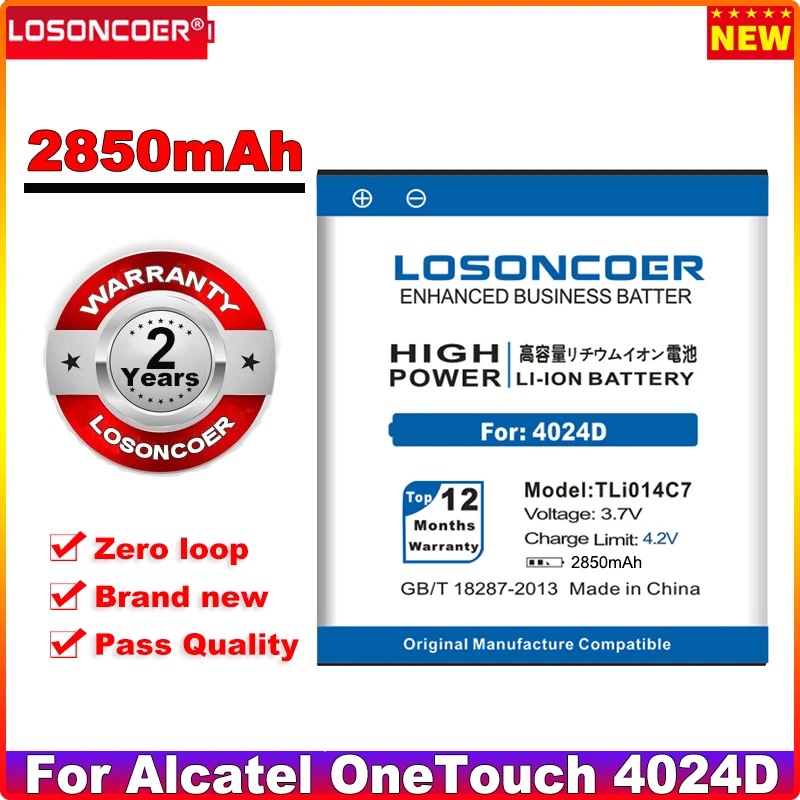 Аккумулятор LOSONCOER 2850 мАч TLi014C7 для телефона Alcatel OneTouch Pixi First 4024D 4 0 Inc Batteria|battery for