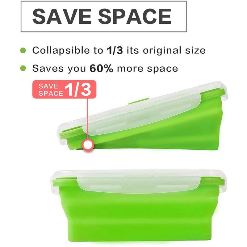 Складная Силиконовая Коробки для обедов Еда контейнер хранения фруктовый салат