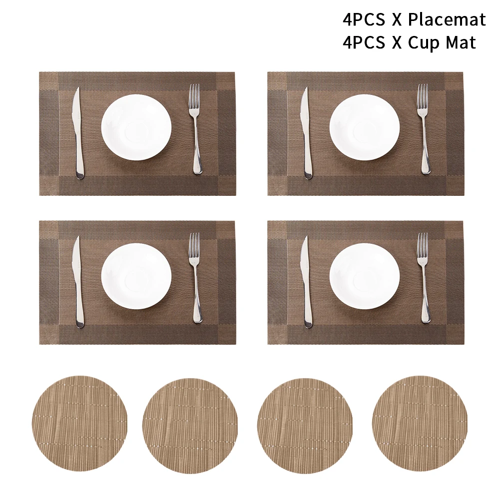 

8pcs Table Decoration Liner Cup Mat Placemat Set Anti Penetration Non Slip Restaurant Heat Resistant Home Kitchen Dining Room