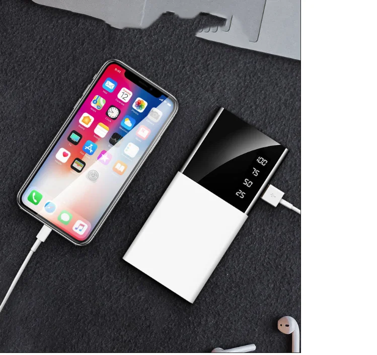 Лидер продаж портативный внешний аккумулятор 10000 мАч с 2 USB портами и ЖК дисплеем