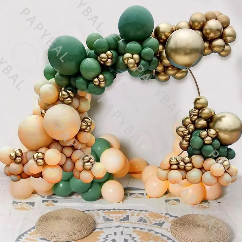 

186Pcs Macaron Peach Balloons Garland Arch Kit Gold Chrome Metallic Latex Balloon Set Adult Wedding Birthday Party Decorations