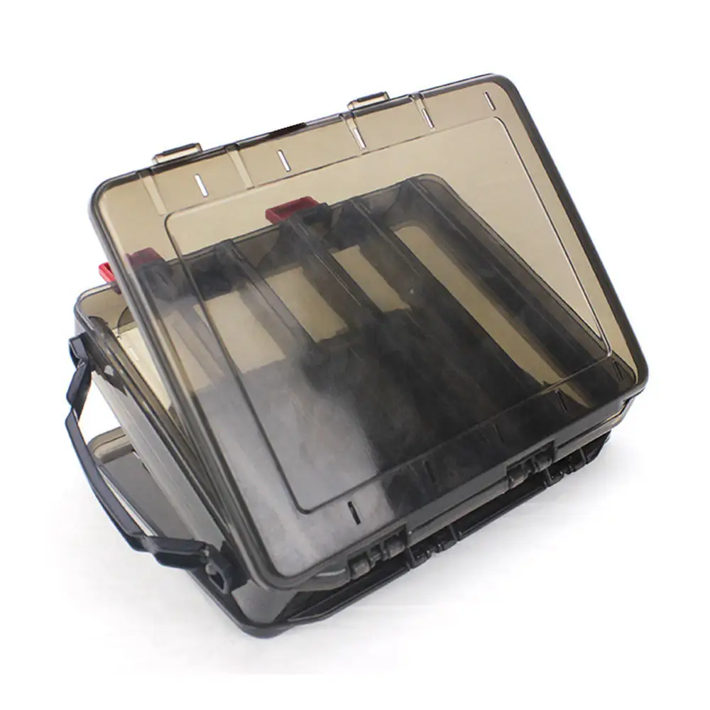 

Double Sided Black Mini Fishing Tackle Box Fish Lures Hooks Baits Plastic Storage Holder Square Case Fishing Accessories