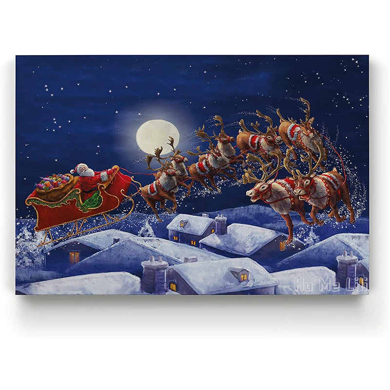 Рождественская холщовая Настенная картина праздничный декор ангельские