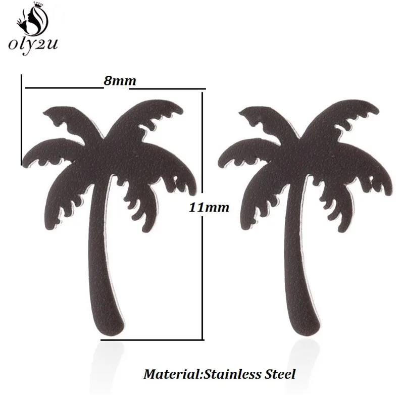 

Oly2u Stainless Steel Coconut Tree Earrings for Women Girls Trendy Jewelry Cute Cactus Leaf Flower Stud Earrings Birthday Gift