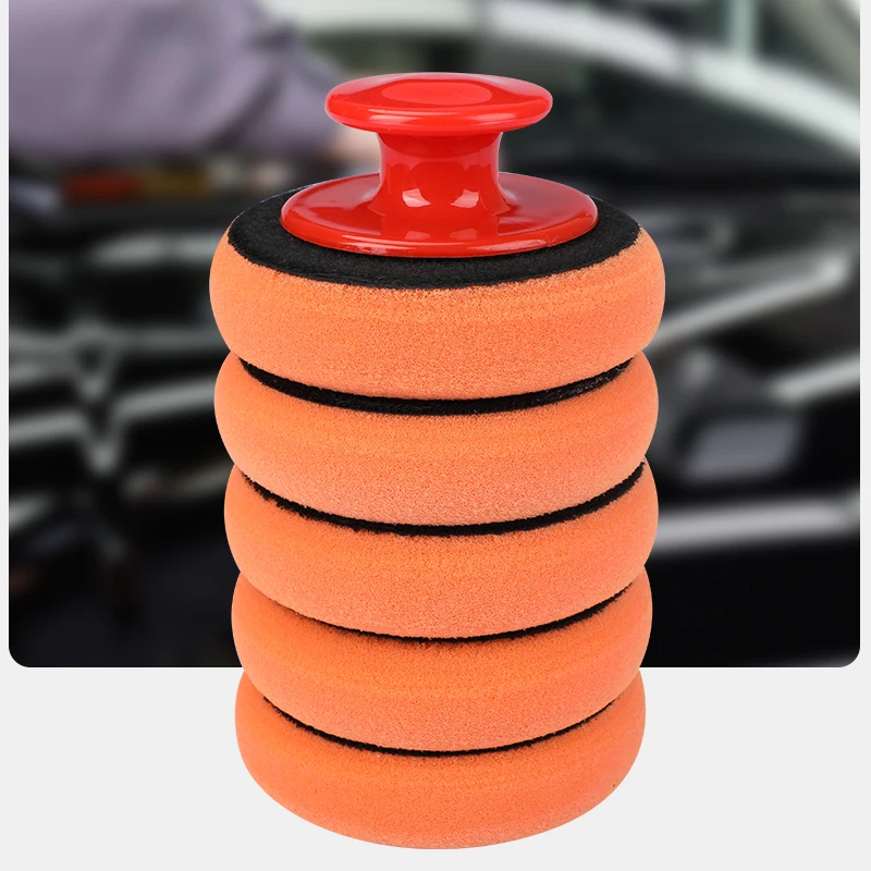 

5Pcs/Set Car Detailing Polishing Pad HandleTerry Cloth Microfiber Applicator Pad Waxing Polisher Pad For Pulidora Para Automovil