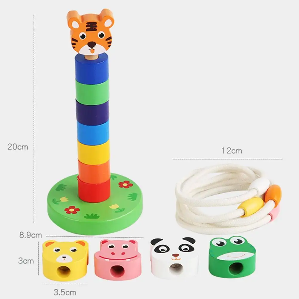 

Animal Rainbow Stacking Ring Tower Stapelring Blocks Kids Montessori Toys Early Education Teaching Aids Wood Baby Toys Gift
