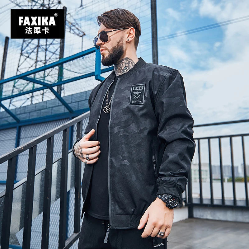 FAXIKA REABD antes de comprar Мужская одежда больших размеров Черная куртка осенний