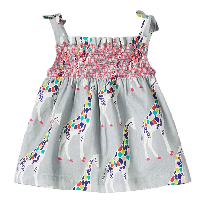 

Детская летняя одежда для маленьких девочек Футболка с принтом жирафа, брендовая хлопковая дышащая мягкая Милая футболка для детей, От 2 до 7...