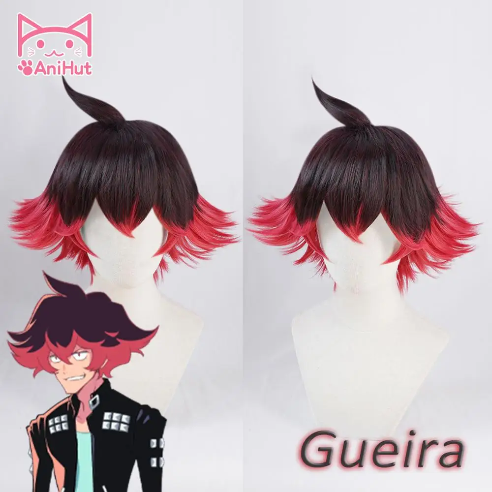 【AniHut】Gueira Wig Anime PROMARE Mad Burnish Cosplay Wig Black Red Synthetic Heat Resistant Hair Halloween Gueira Cosplay