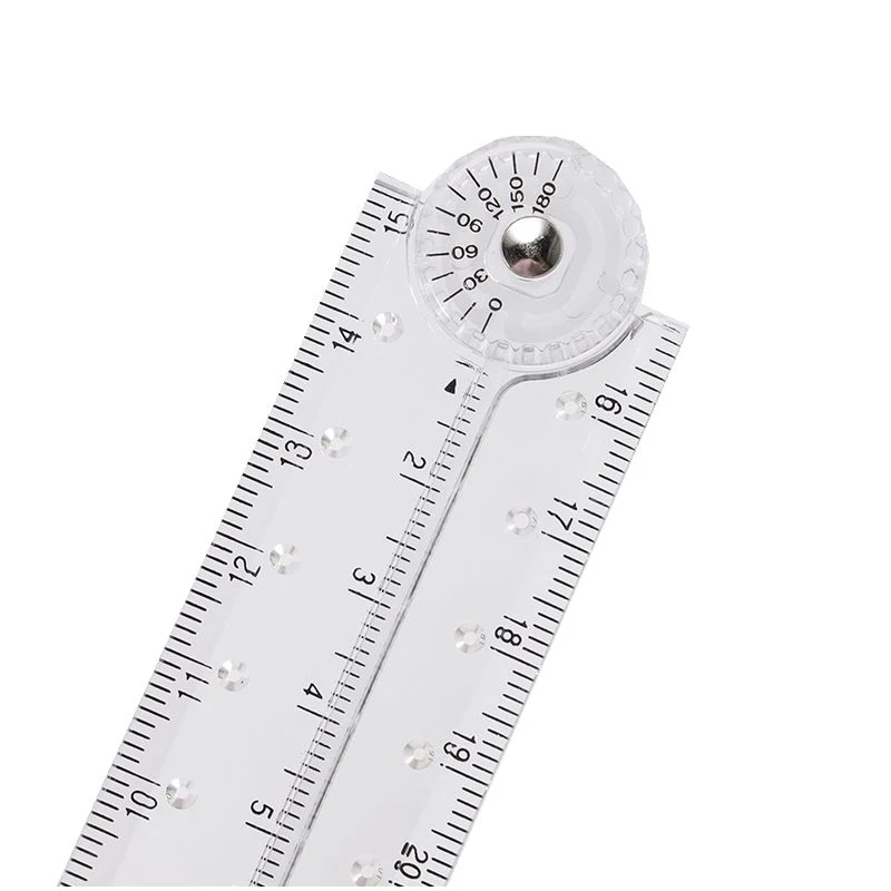 

15-30cm Acrylic Transparent Folding Ruler With Small Protractor Students Measuring Tools Straight Rulers Office School Supplies