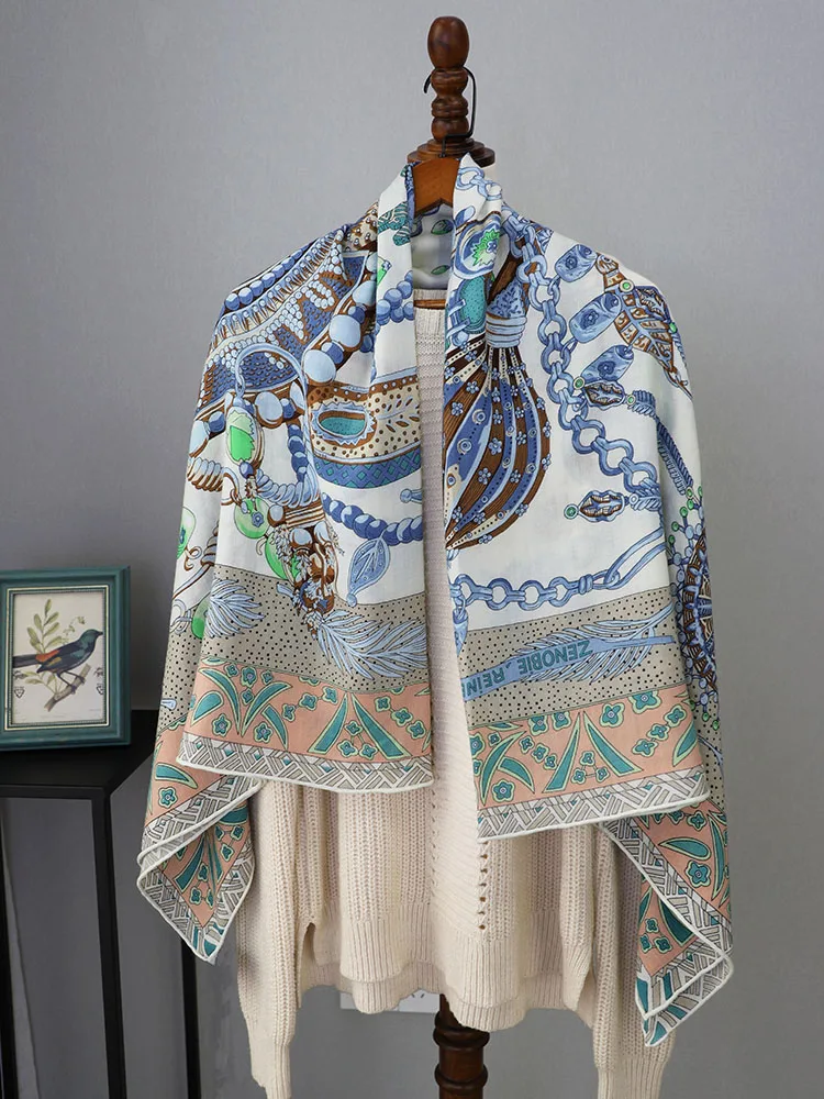 

2021 Women Winter Cashmere Scarf Foulard Large Square Pashmina Wraps Shawl Cape Poncho Fashion Prints 132*132cm