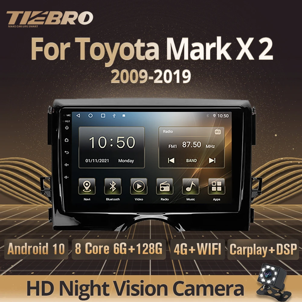 

TIEBRO Car Radio For Toyota Mark X X130 2 II 2009-2019 2DIN Android10 Stereo Receiver Navigation GPS Auto Radio Bluetooth Player