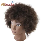 Качественный манекен AliLeader с куклой афро-парикмахеров, голова из вьющихся человеческих волос для укладки коротких волос
