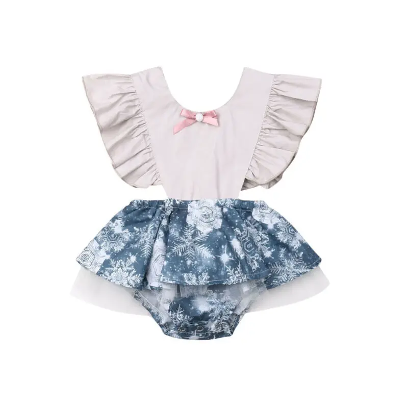 Новая Одежда для маленьких девочек Комбинезон с кружевным гофрированным