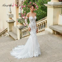 alagirls boho wedding dress long sleeve mermaid bridal dress sexy bridal gown lace wedding gown %d1%81%d0%b2%d0%b0%d0%b4%d0%b5%d0%b1%d0%bd%d1%8b%d0%b5 %d0%bf%d0%bb%d0%b0%d1%82%d1%8c%d1%8f