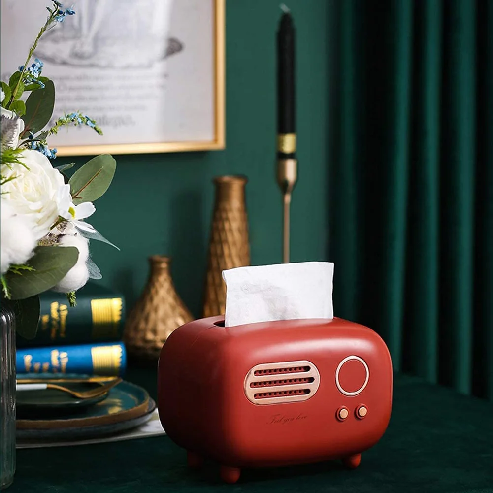

Tissue Box Radio Shape with Wide Mouth Napkin Tissue Paper Holder Creative Napkin Drawer Design Anti-slip Living Room Storage