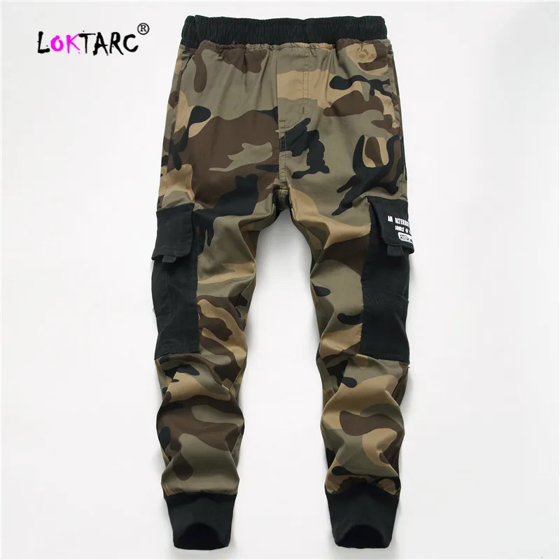 Yellow LOKTARC/штаны для мальчиков, одежда для подростков, Осенние эластичные камуфляжные тренировочные брюки с принтом в стиле милитари, Детские джоггеры, детские штаны-Карго - Цвет: Yellow