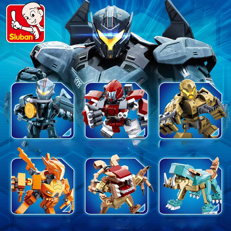 

SLuban 6 IN 1 Cartoon Series Pacific Robot Warrior Modle Building Blocks Friend For Girl Toys For Kids Birthday Christmas Gift