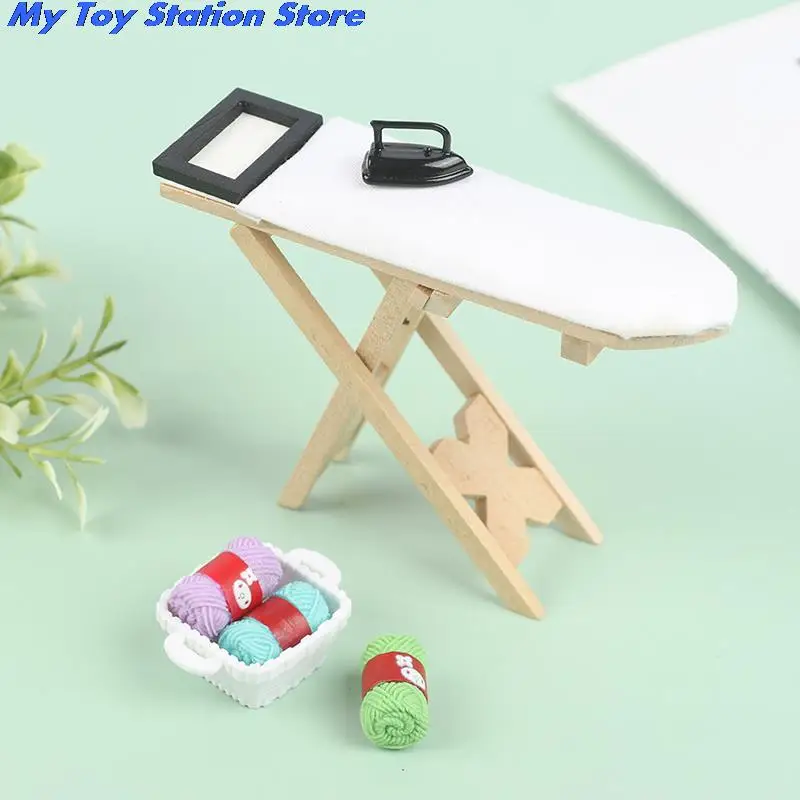 

1:12 Doll House Mini Craft White Wood Ironing Board Scene Accessories Dollhouse Miniature Furniture Toy Iron or Ironing Board